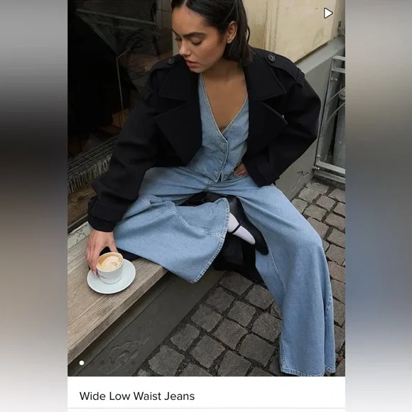 NA-KD Cotton Wide Low Waist Light Blue Jeans size US- 10(L), EU-40 - Picture 5 of 10